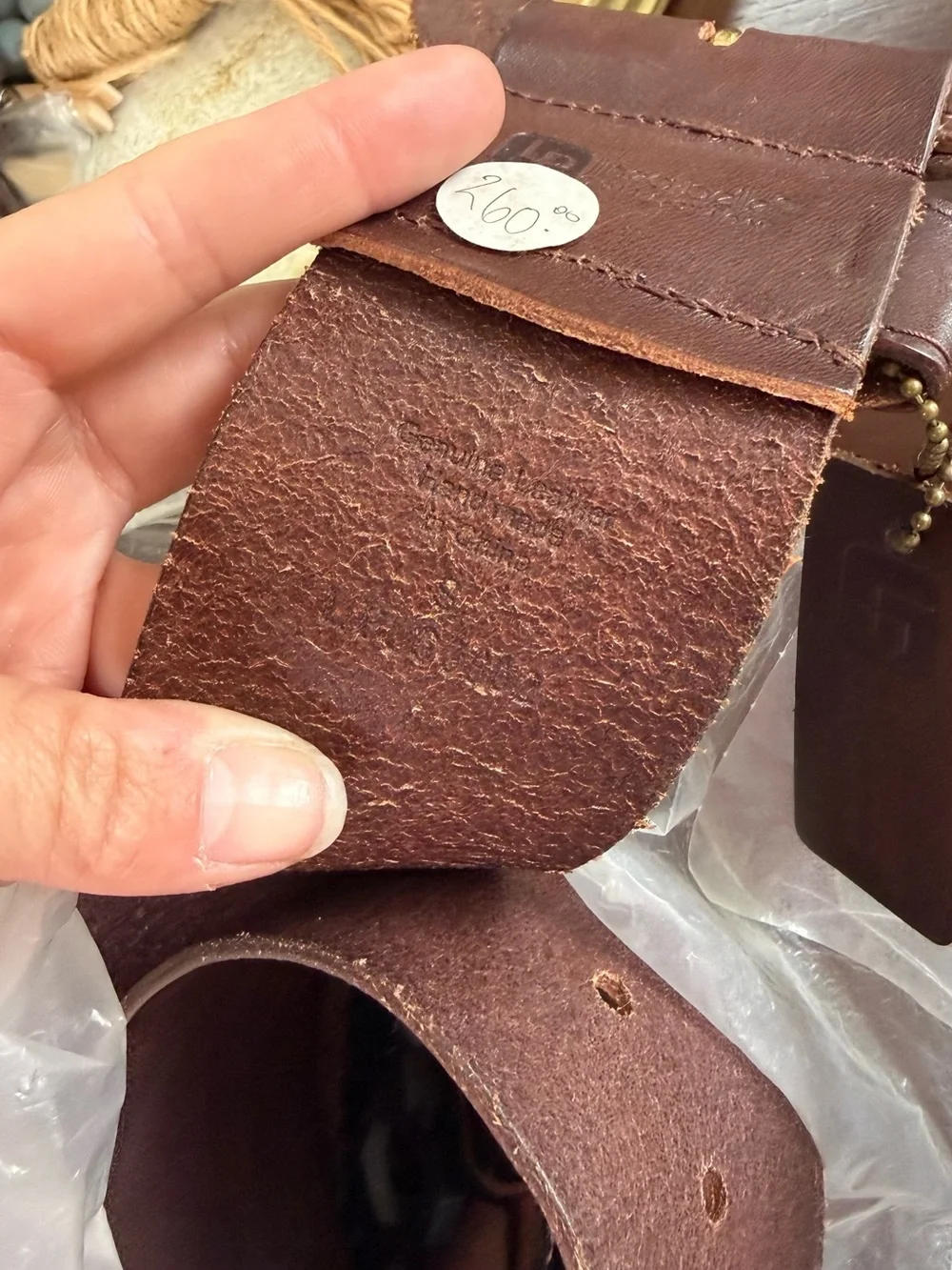 Linea Pelle Brown Braided Leather Belt with Gold-Tone Round Buckle